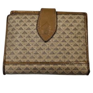 Tan Geometric Pattern Wallet with Coin Pocket –Vintage Bifold Card Holder